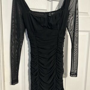 Black Windsor Dress W Mesh Sleeves